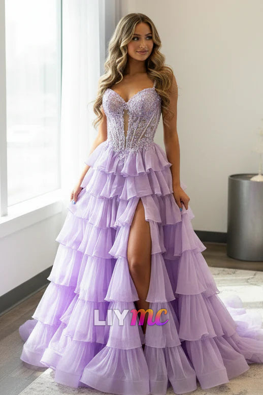 Off Shoulder A Line Corset Lace Appliqued Prom Dresses Long with Ruffled
