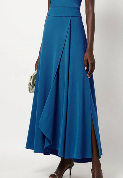 Wedding Guest Evening Cross Halter Neck Slit Long Dress