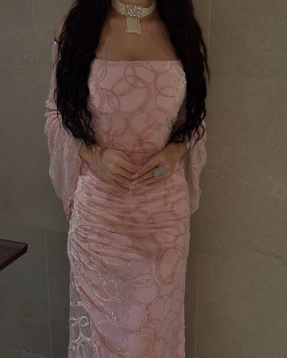 Square Long Sleeves Sheath Formal Dress