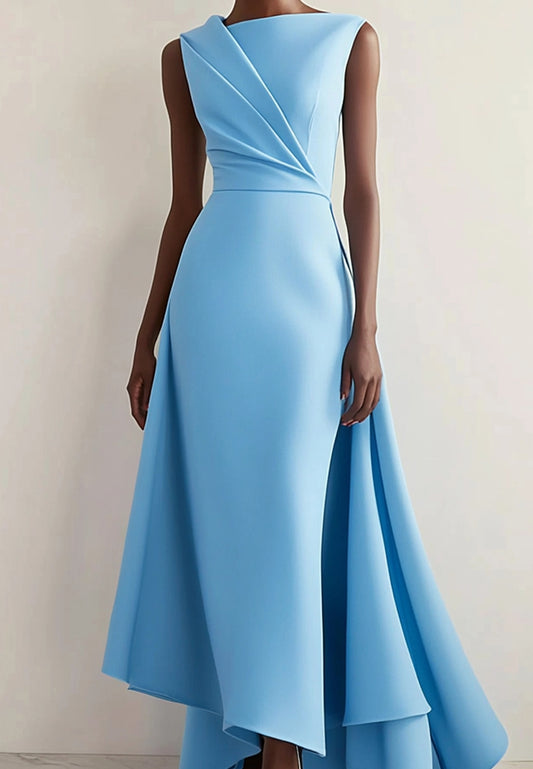 Women's Formal Dress Irregular Hem Blue Sleeveless Dress
