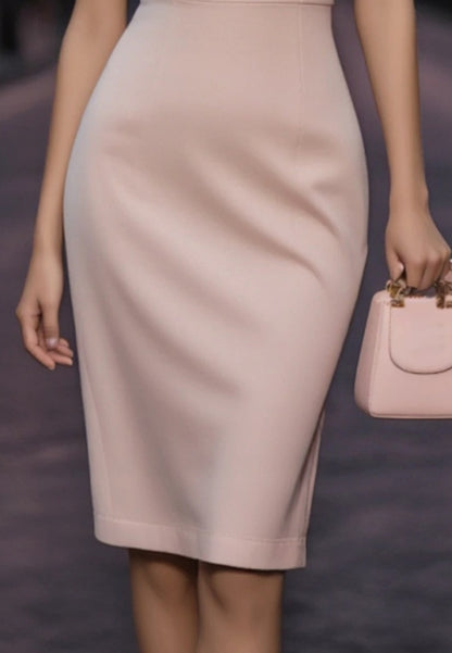 Work Party Dress Pink One Shoulder Sheath Knee-Length Dress
