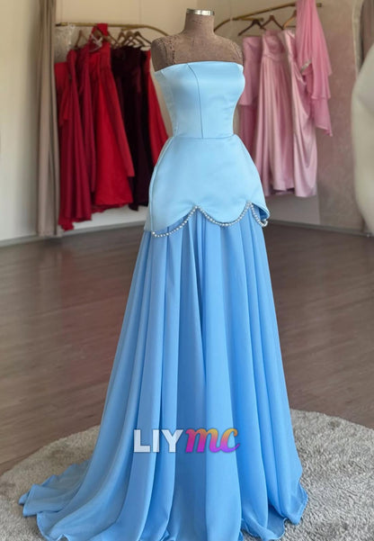 Straight Across Sleeveless A-Line Formal Dresss