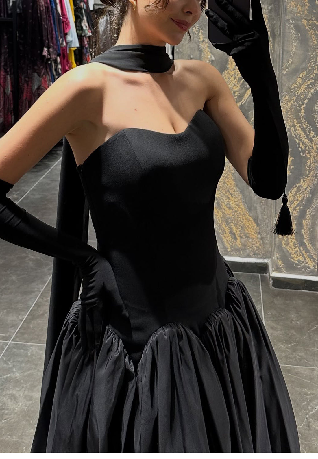 Straight Across Sleeveless Black White A-Line Prom Dress