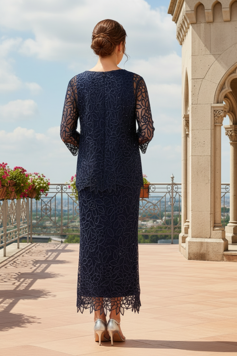 Two-Piece Lace Sheath Dress with Matching Jacket