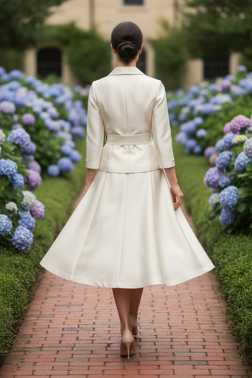Belted Blazer A-Line Midi Dress Set