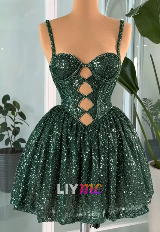 Sequin Cut-Out Corset Mini Dress