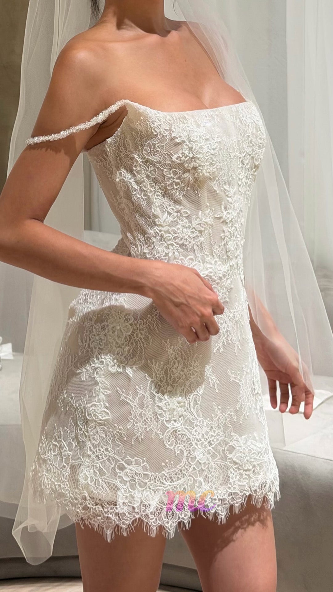 Lace Corset Mini Dress with Beaded Straps