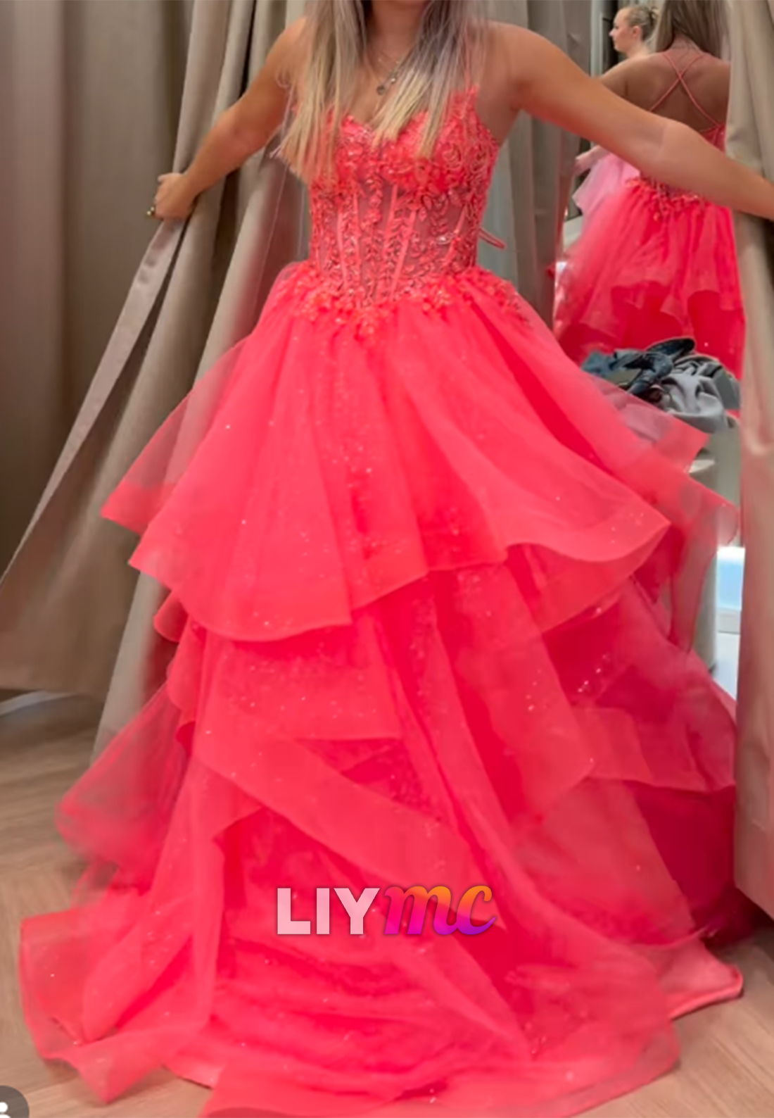 Tiered Ball Gown with Corset Bodice