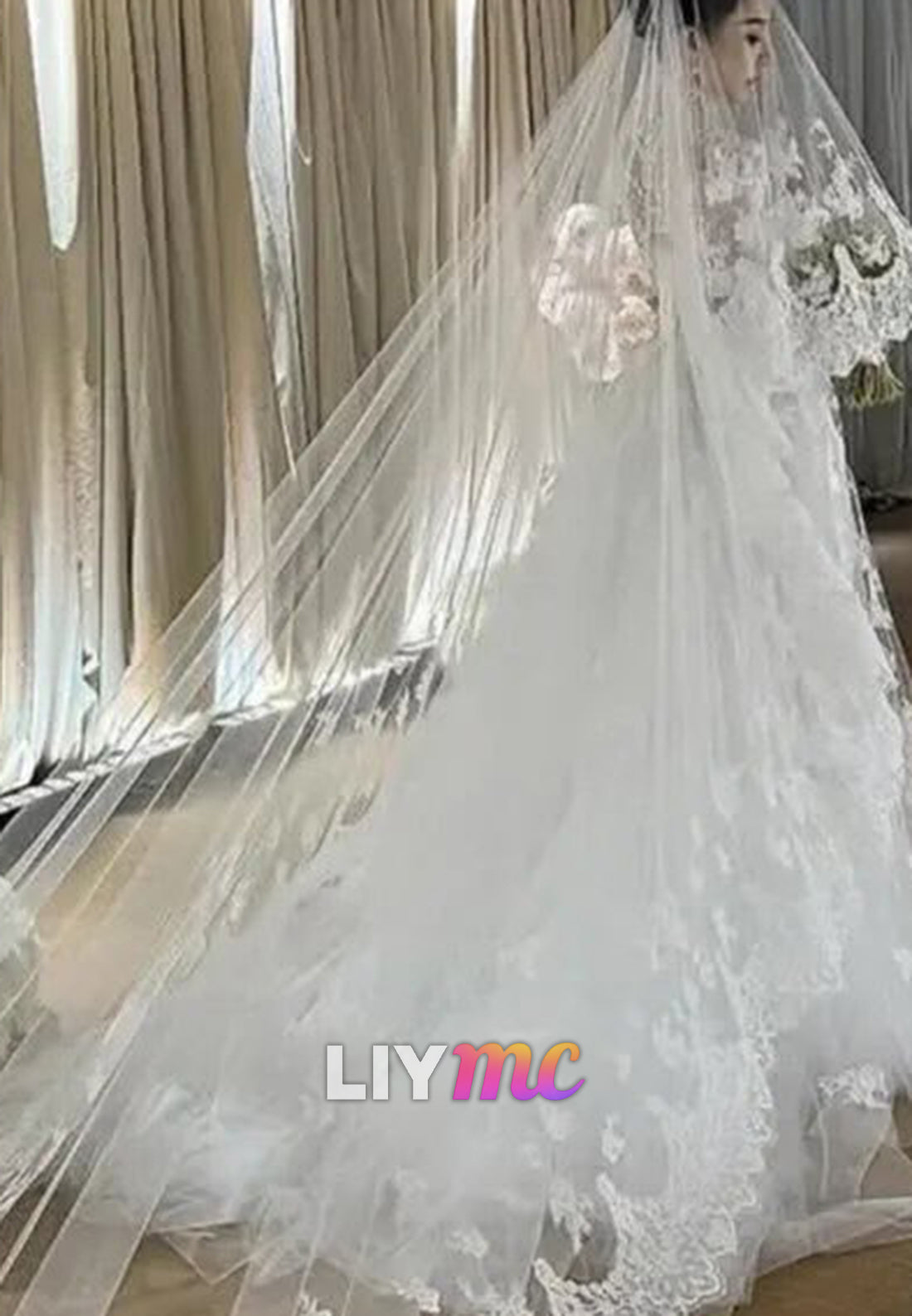 Long Sleeve High Neck Mermaid Lace Wedding Dress