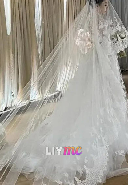 Long Sleeve High Neck Mermaid Lace Wedding Dress