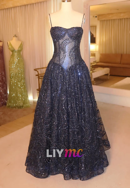 Glitter Sweetheart Corset A-Line Gown