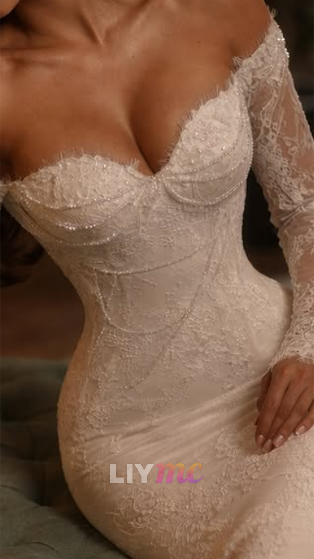 Lace Off-the-Shoulder Corset Mermaid Wedding Dress