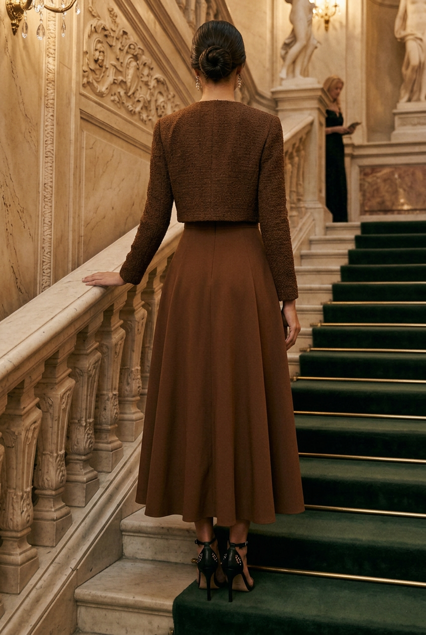 A-Line Midi Dress and Cropped Bouclé Jacket Set