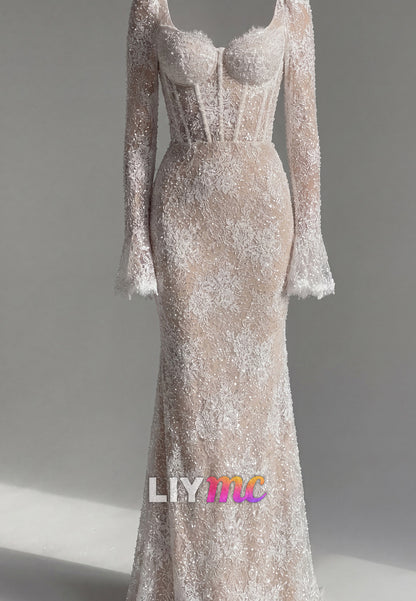 Sequin Lace Corset Mermaid Wedding Dress