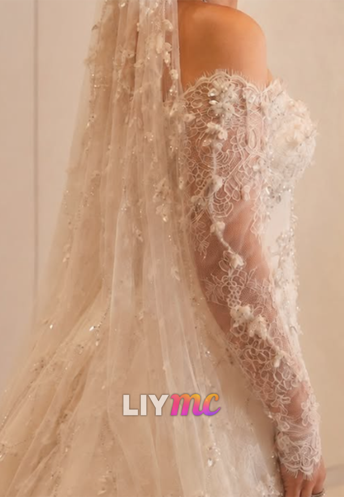 Lace Mermaid Wedding Dress with Overskirt