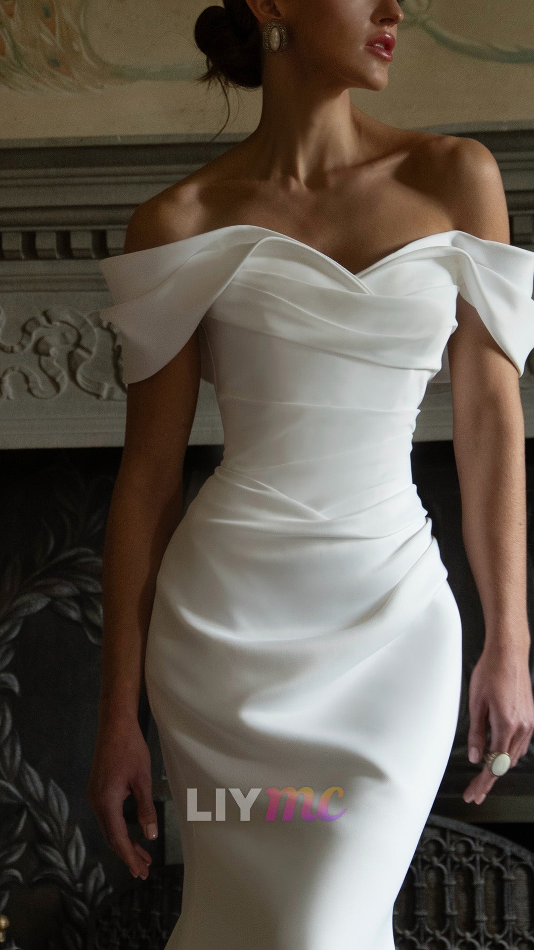 Off-Shoulder Ruched Mermaid Wedding Dress