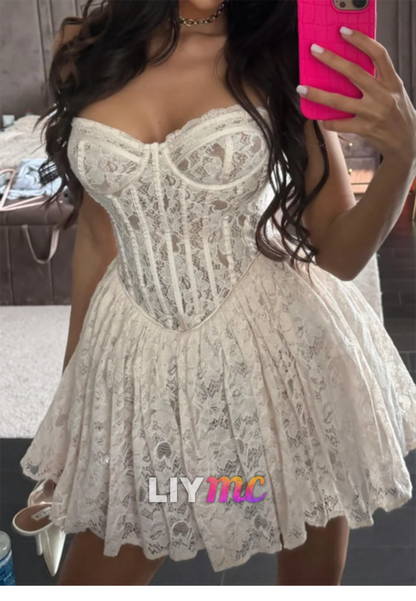 Lace Corset Bodice Mini Dress