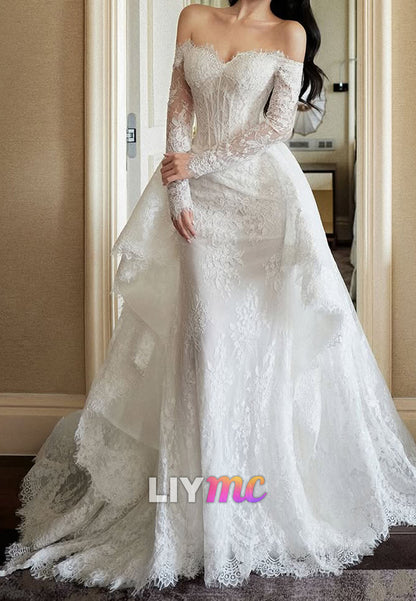 Lace Off-the-Shoulder Mermaid Wedding Dress