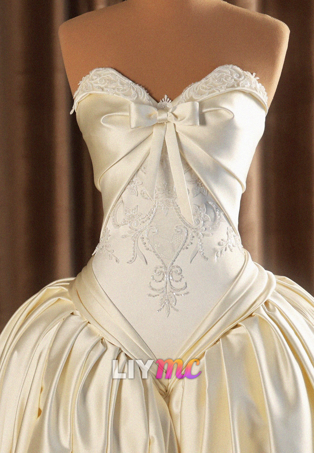 Embroidered Basqued Ball Gown Wedding Dress