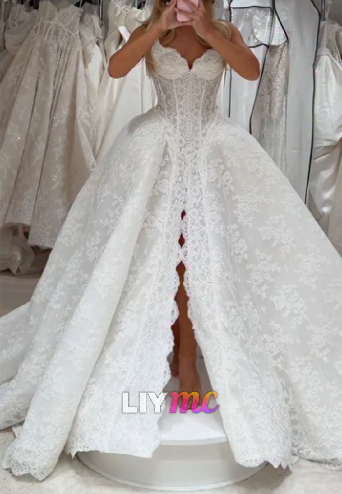 Sweetheart Corset Lace Ball Gown Wedding Dress