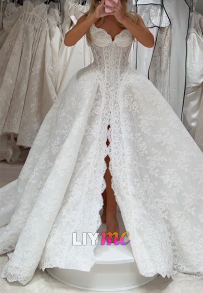 Sweetheart Corset Lace Ball Gown Wedding Dress