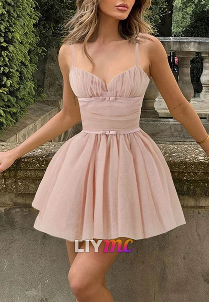 Spaghetti Strap Corset Tulle Mini Dress