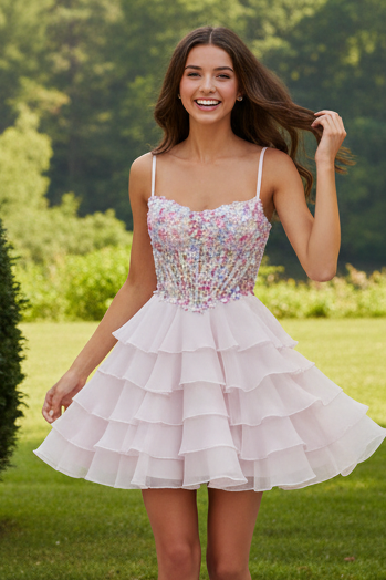 3D Floral Corset Tiered Ruffle Mini Dress