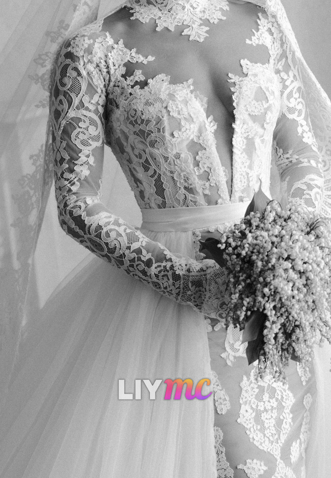 Lace Mermaid Wedding Dress with Detachable Overskirt