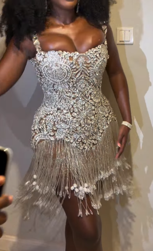 Embellished Fringe Corset Mini Dress