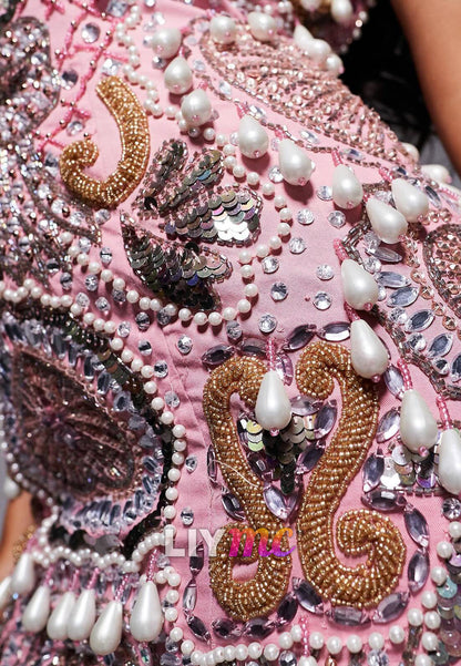 Beaded Sequin Mini Dress with Pearl Fringe