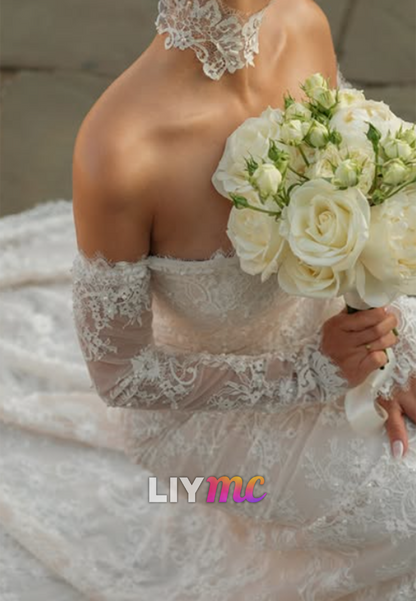 Lace Off-the-Shoulder Mermaid Wedding Dress