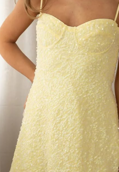 Sequin Bustier Mini Dress with Tie Straps