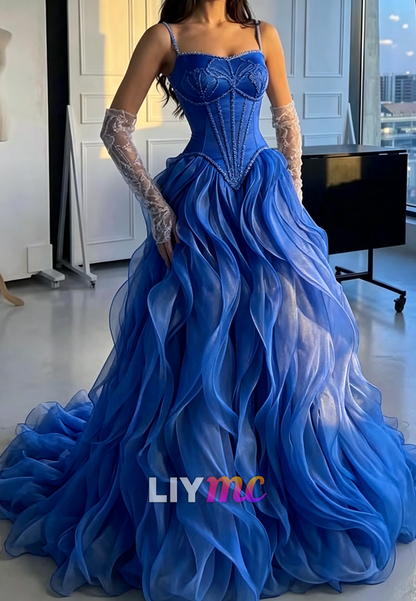 Corset Ball Gown with Cascading Ruffle Skirt