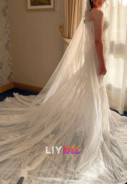 Strapless Mermaid Wedding Dress with Cathedral Train