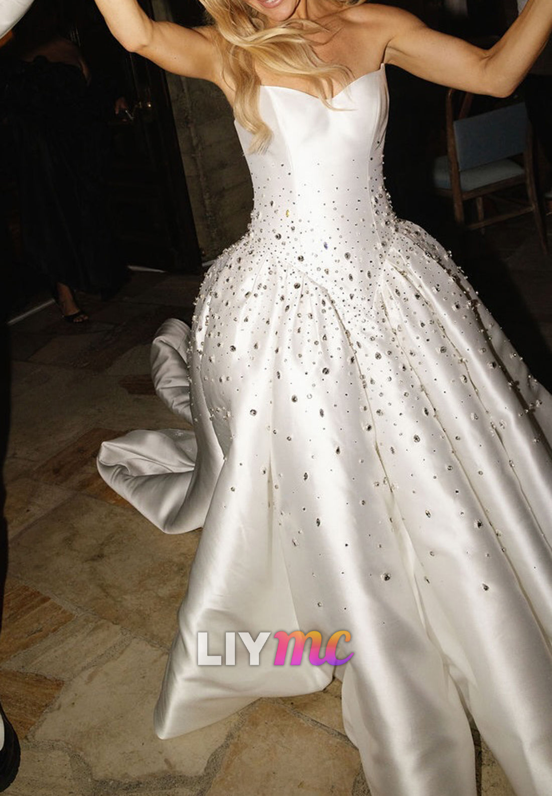 Strapless Rhinestone Ball Gown Wedding Dress