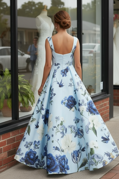 Sleeveless Floral Print Pleated Maxi Dress