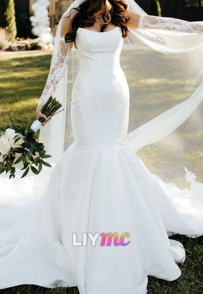 Strapless Scoop Neck Mermaid Wedding Dress