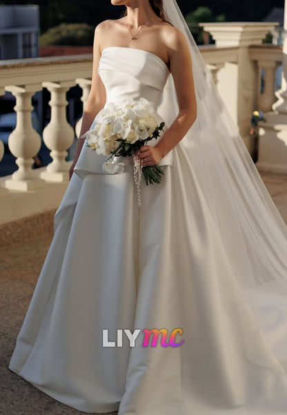 Strapless Peplum Ball Gown Wedding Dress