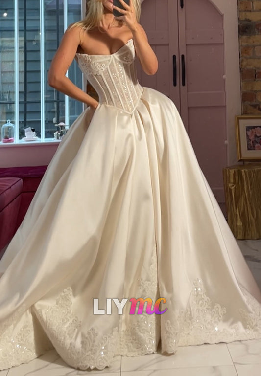 Strapless Corset Satin Ball Gown Wedding Dress