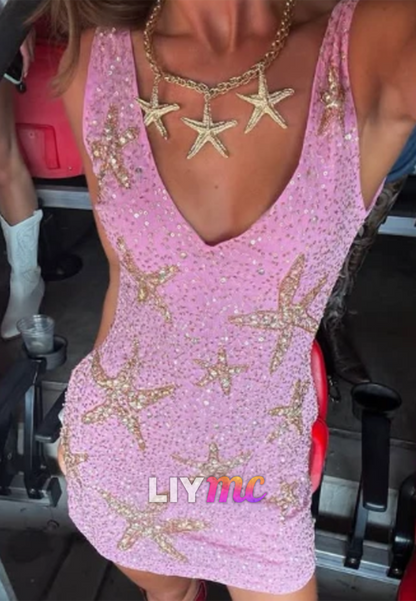 Sequin Starfish Bodycon Mini Dress