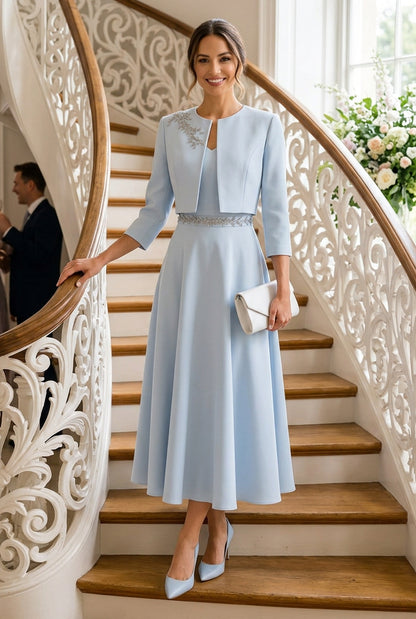 A-Line Midi Dress and Cropped Jacket Set