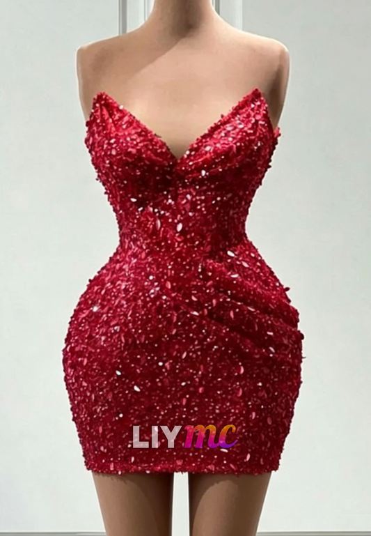 Sweetheart Sequin Bodycon Mini Dress