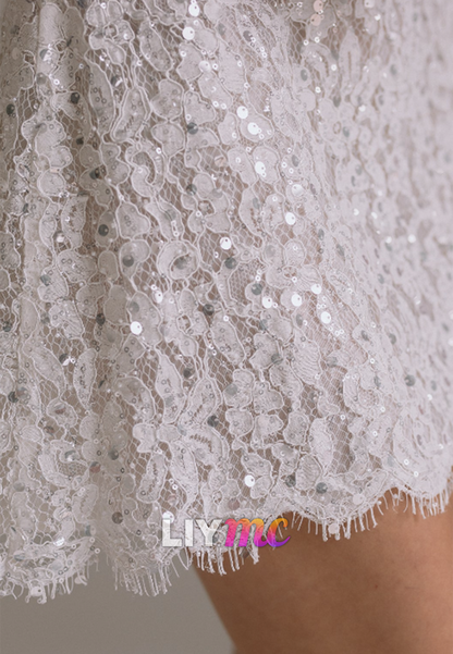 Sequin Lace Bustier Mini Dress with Straps