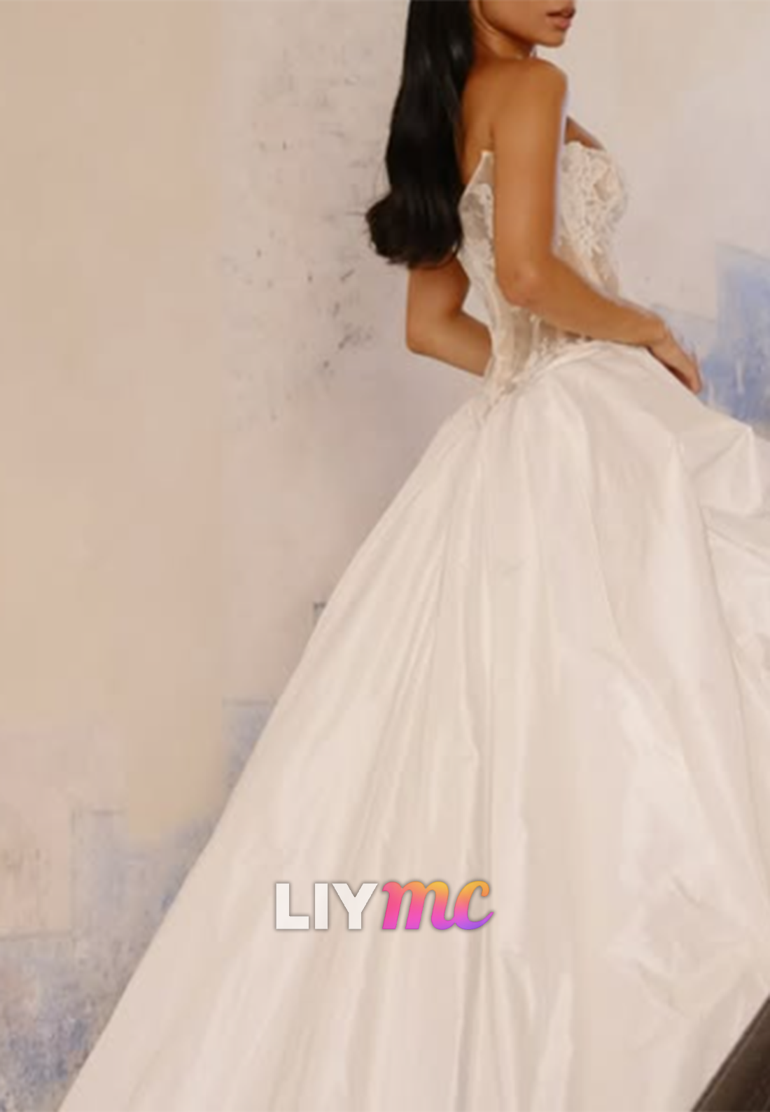 Strapless Lace Corset Ball Gown Wedding Dress