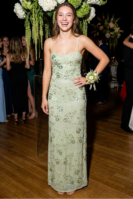 Embellished Maxi Slip Dress with Tie Back