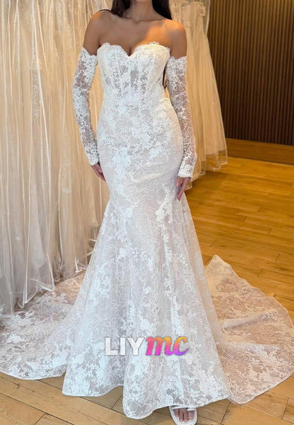 Sweetheart Off-the-Shoulder Lace Mermaid Wedding Dress