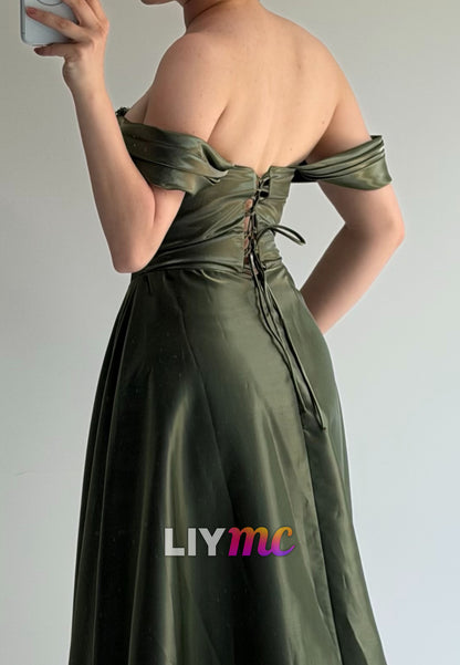 Off-the-Shoulder Corset A-Line Gown