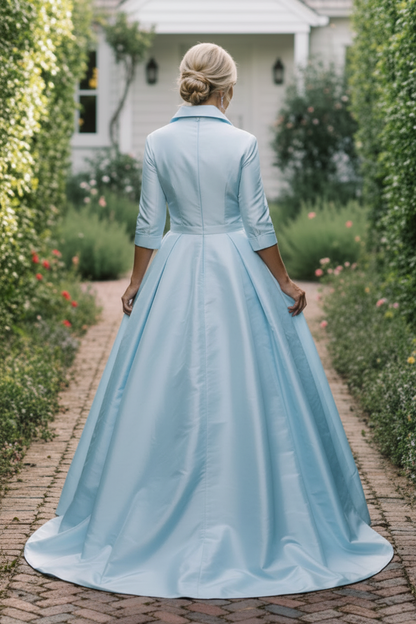 Collared A-Line Shirt Dress Evening Gown