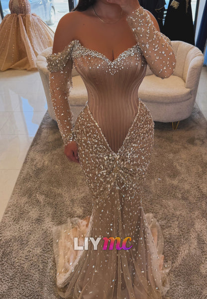 Corset Mermaid Evening Dress with Rhinestones