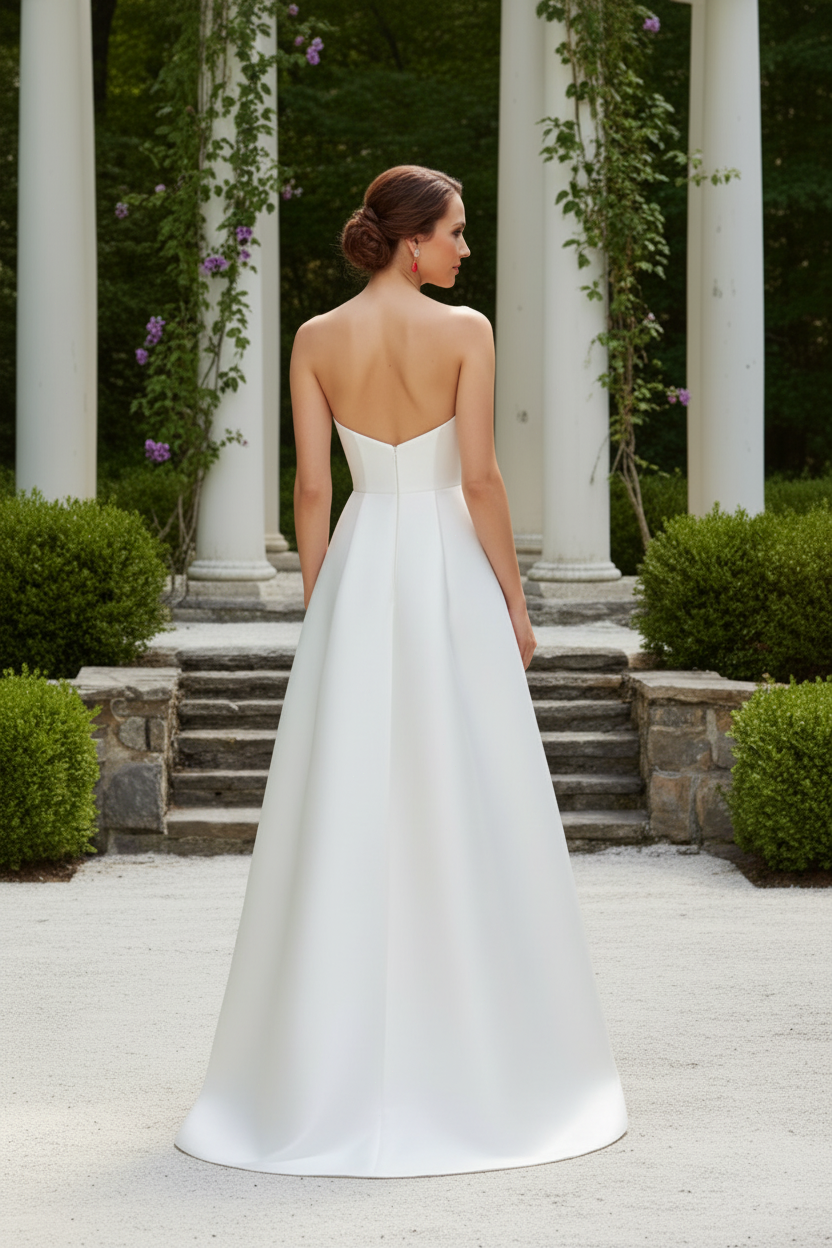 Strapless Floral Print Satin A-Line Evening Gown